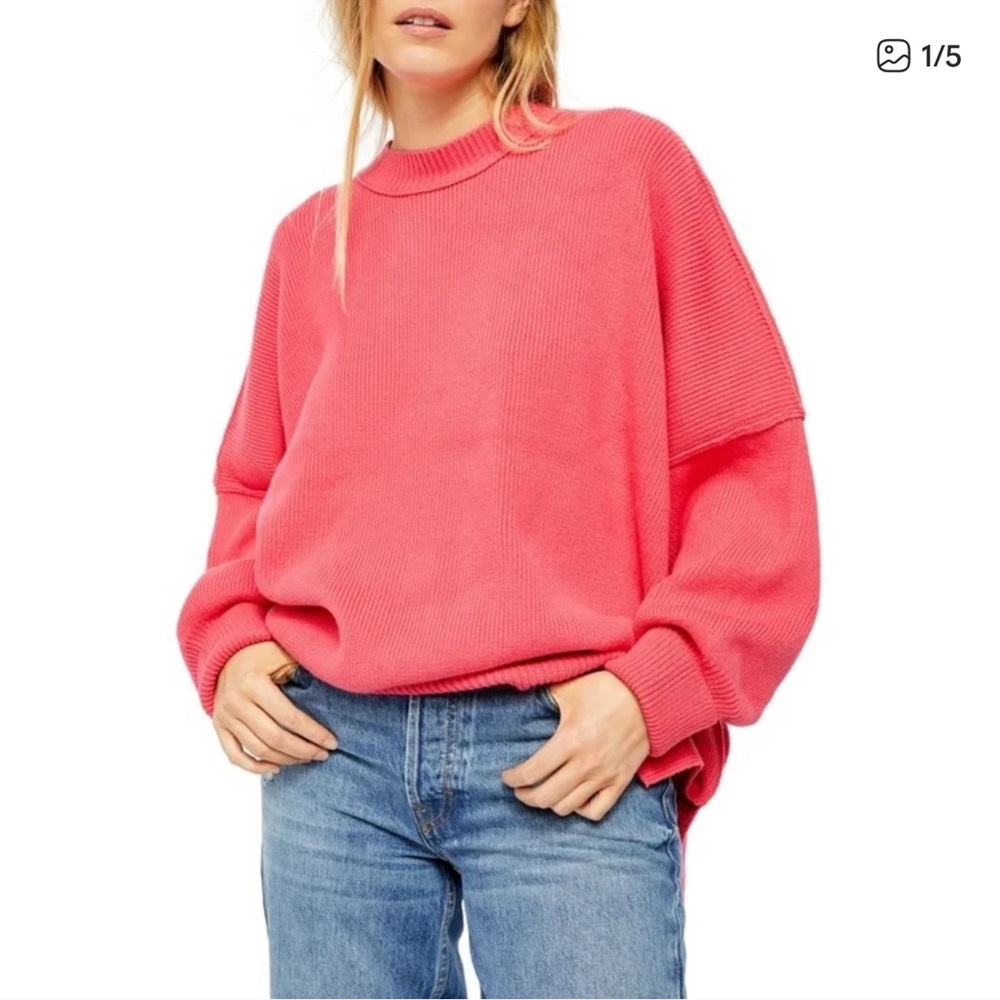 Free People Pink Easy Street Tunic Sweater